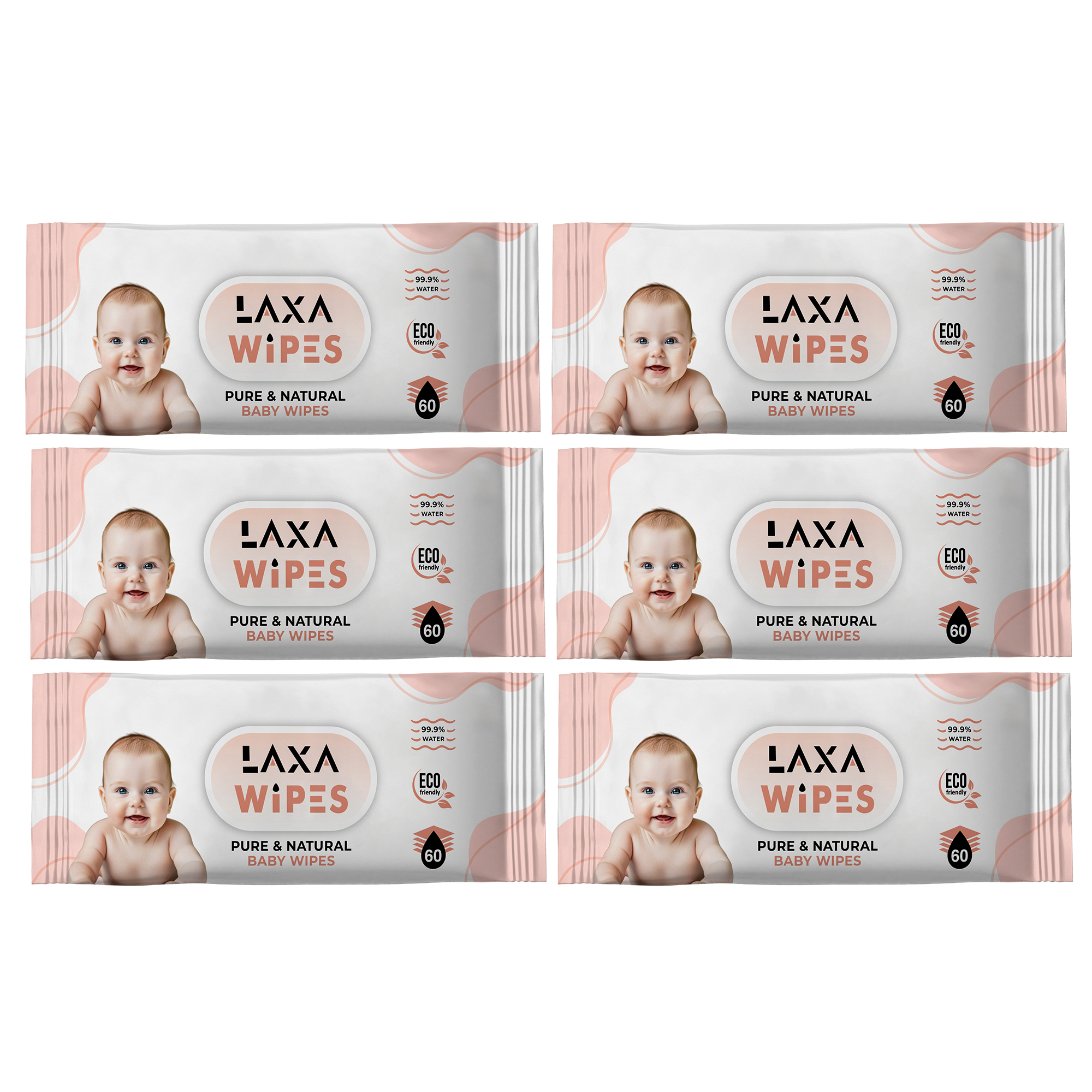 LaxaWipes Original Baby Wipes, 99.9% Water Based Wipes, Unscented & Hypoallergenic for Sensitive Skin, Diaper Wipe, 360 count (6 packs)