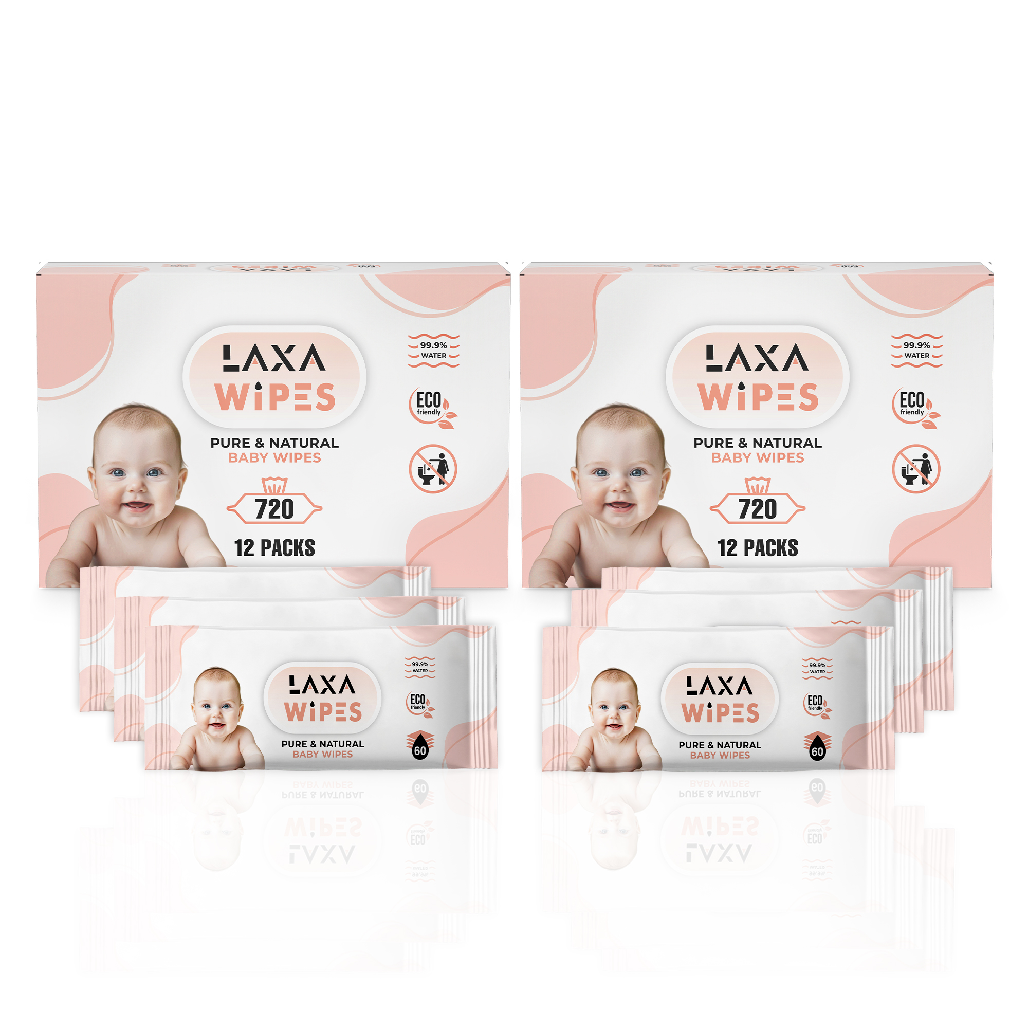 LaxaWipes Baby Wipes Megavalue Twin-Pack 24x60s